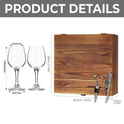 Chaos Together - Personalized Bestie Wine Glasses Set With Wooden Box