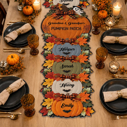 Grandma Grandpa's Pumpkin Patch - Personalized Grandma Custom Shape Table Runner