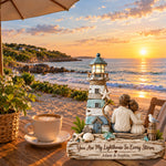 Your Are My Lighthouse In Every Storm - Personalized Couple Custom Shaped Wood Plaque