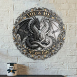 You & Me Dragon Couple - Personalized Dragon 3D Printed Cut Metal Sign