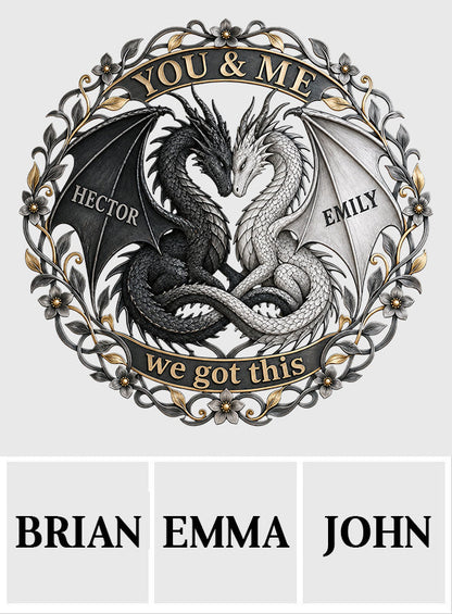 You & Me Dragon Couple - Personalized Dragon 3D Printed Cut Metal Sign