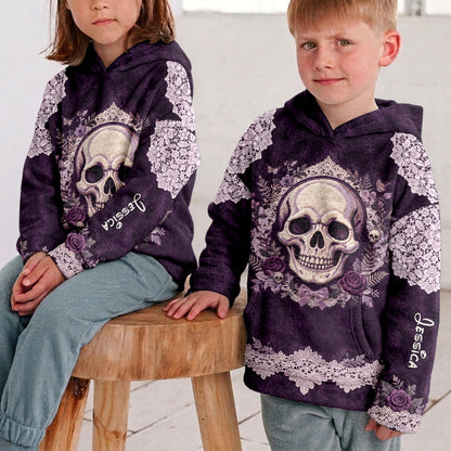 Floral Skull - Personalized Skull Fleece Hoodie