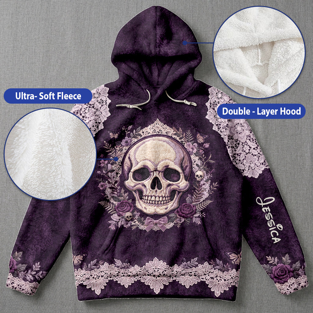 Floral Skull - Personalized Skull Fleece Hoodie