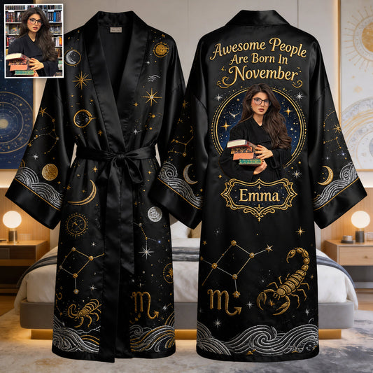 Awesome People - Personalized Horoscope Satin Robe