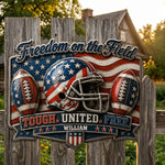 Play For Freedom - Personalized Football 3D Printed Cut Metal Sign