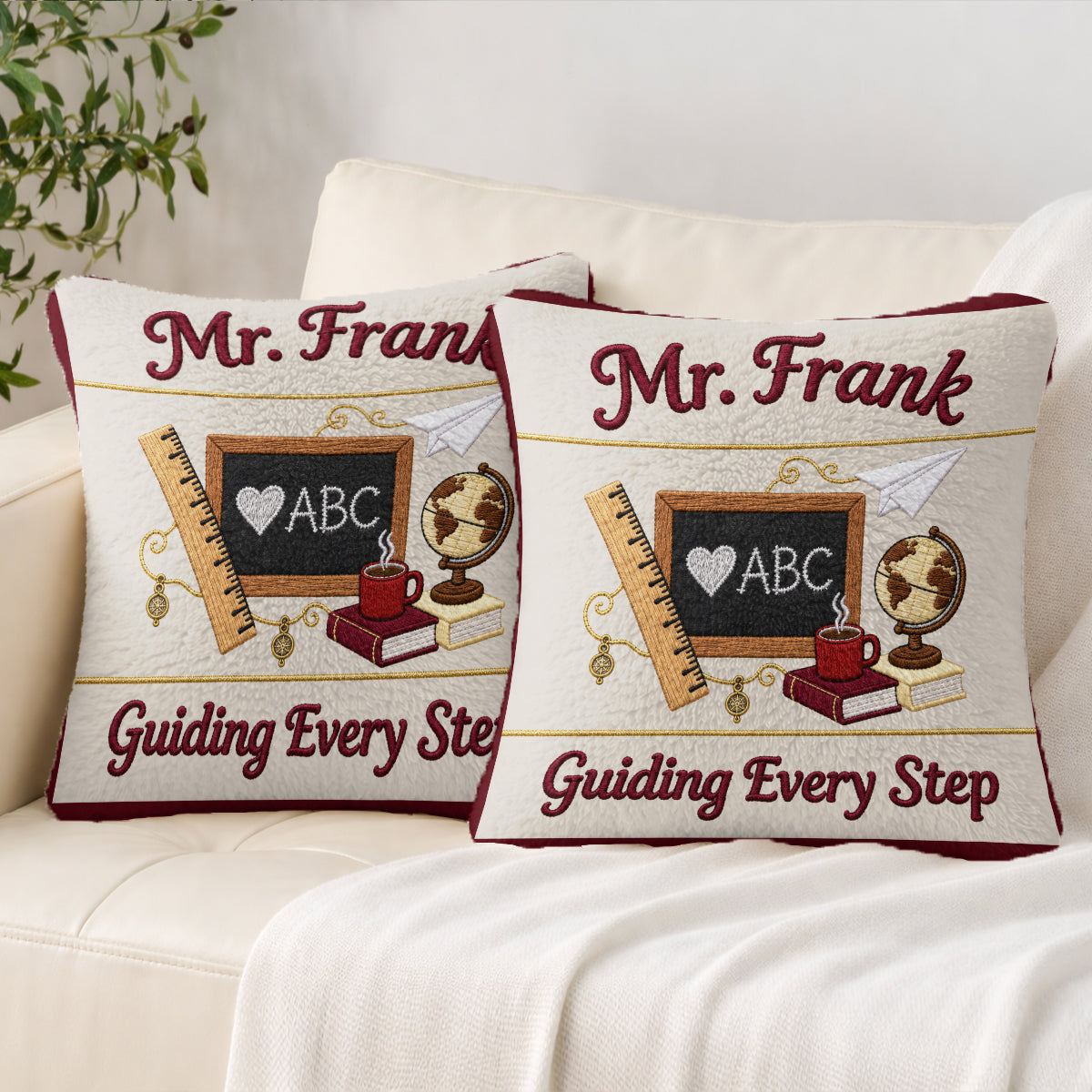 Vintage Teacher - Personalized Teacher Faux Fur Square Pillow