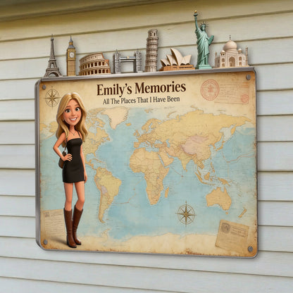 Travel Magnet Display Broad - Personalized Travelling 3D Printed Cut Metal Sign
