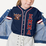 Patriotic Highland Cow - Personalized Highland Cow Baseball Jersey