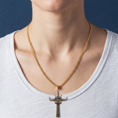 Semi Truck Cross - Personalized Trucker Shaped Metal Pendant Necklace
