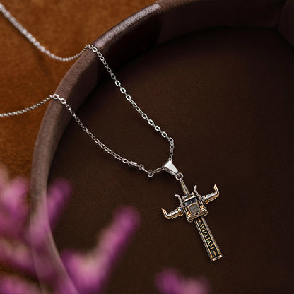 Semi Truck Cross - Personalized Trucker Shaped Metal Pendant Necklace