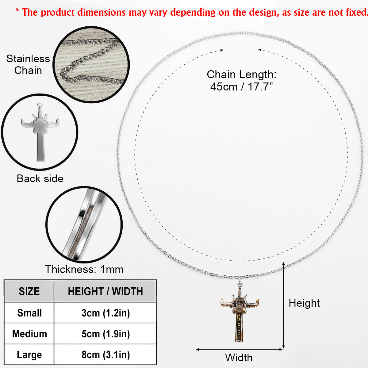 Semi Truck Cross - Personalized Trucker Shaped Metal Pendant Necklace