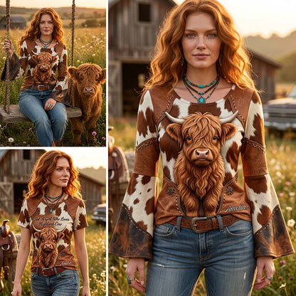 Just A Girl Who Loves Highland Cow - Personalized Highland Cow Flare Long-Sleeve Shirt