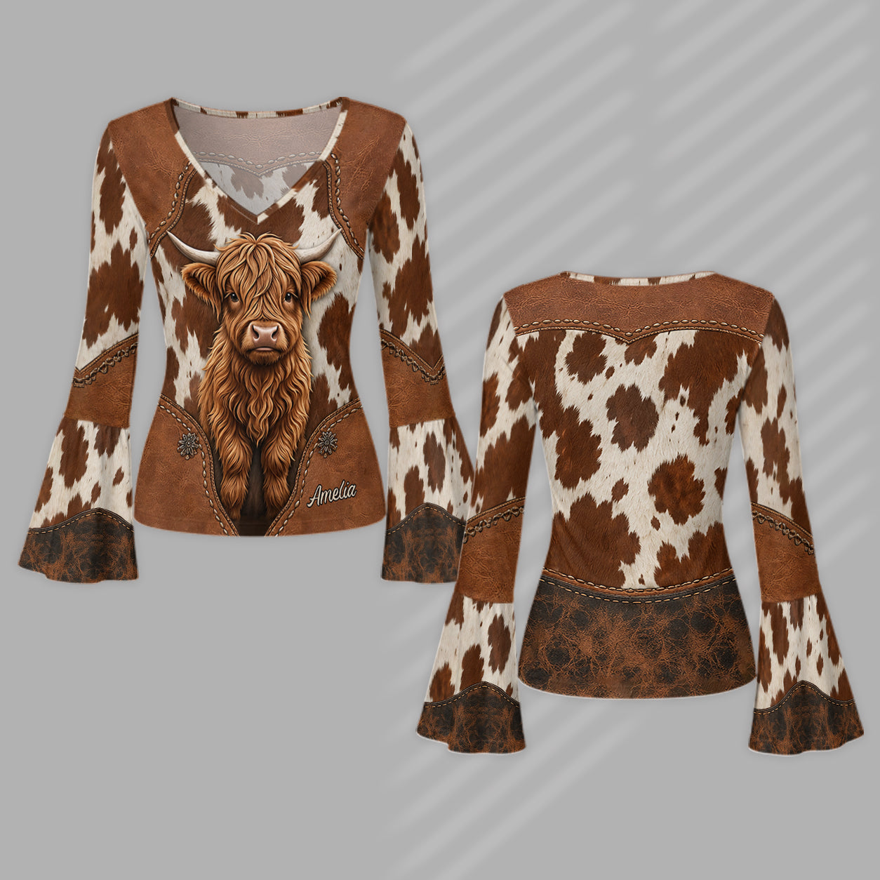 Just A Girl Who Loves Highland Cow - Personalized Highland Cow Flare Long-Sleeve Shirt