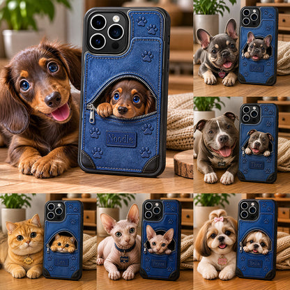 Any Photo Cute Peeking Pets - Personalized Dog Fully Printed Wallet Phone Case