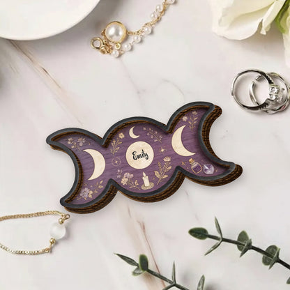 Tripple Moon - Personalized Witch Wood Tray