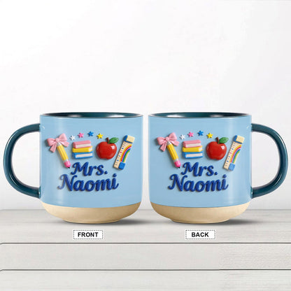 Kawaii School Teacher Gift Personalized - Personalized Teacher Printed Pottery Mug