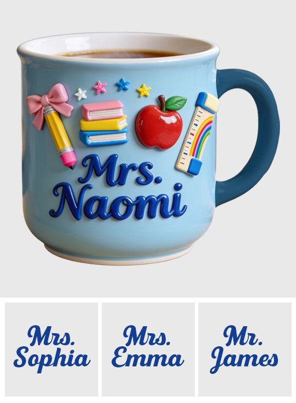 Kawaii School Teacher Gift Personalized - Personalized Teacher Printed Pottery Mug