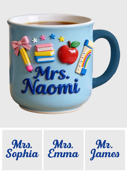 Kawaii School Teacher Gift Personalized - Personalized Teacher Printed Pottery Mug
