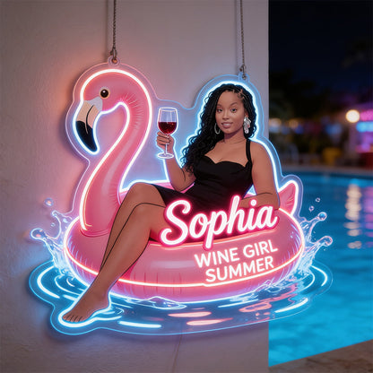 Wine Girl Summer - Personalized Wine Neon LED Light Sign