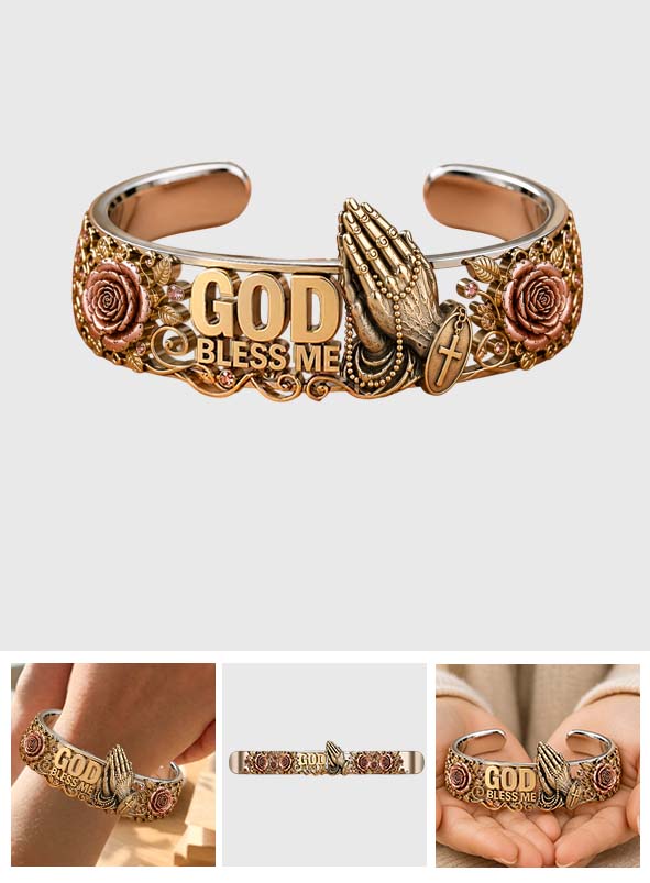 God Bless Me - Christian Shaped Cuff Bracelet