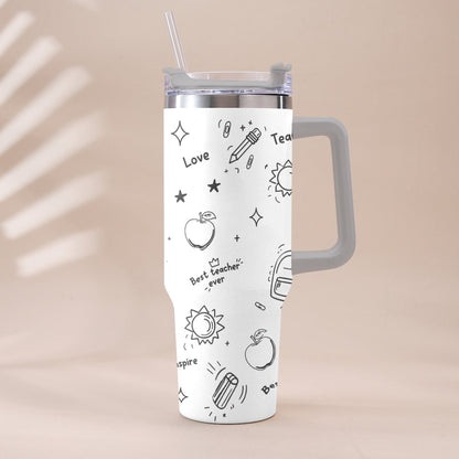 Back To School - Personalized Teacher Tumbler With Handle