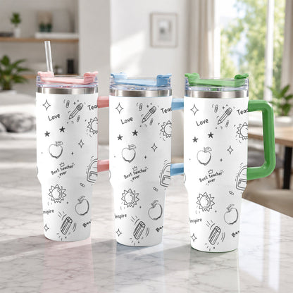 Back To School - Personalized Teacher Tumbler With Handle