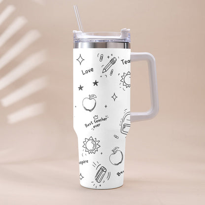 Back To School - Personalized Teacher Tumbler With Handle