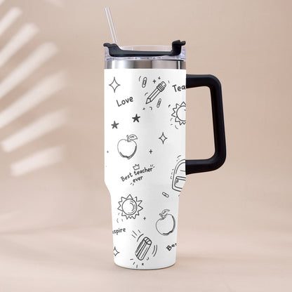 Back To School - Personalized Teacher Tumbler With Handle