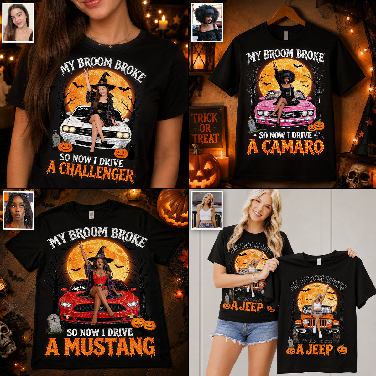 My Broom Broke Funny Halloween - Personalized Car Lover T-shirt And Hoodie