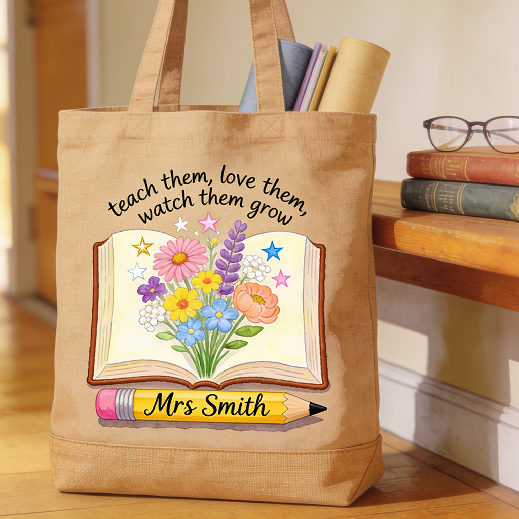 Teacher Gifts Boho Kraft - Personalized Teacher Tote Bag