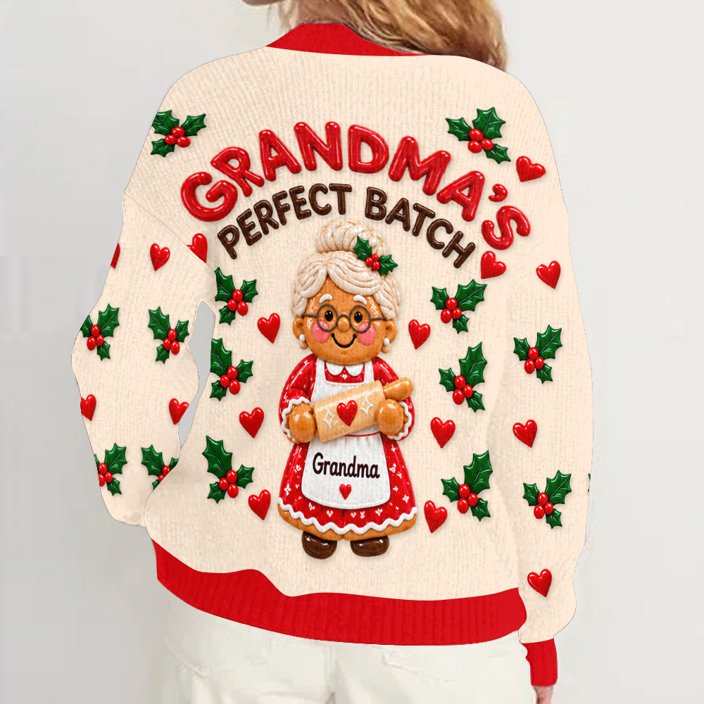 Grandma's Perfect Batch - Personalized Grandma Cardigan Sweater