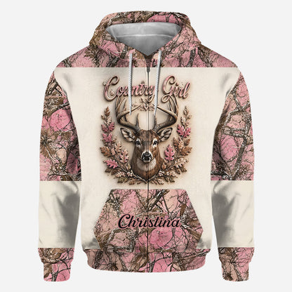 Country Girl - Personalized Hunting All Over Shirt
