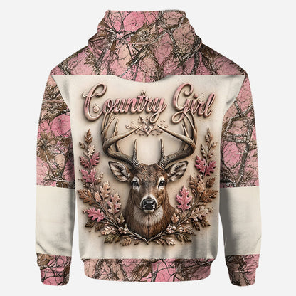Country Girl - Personalized Hunting All Over Shirt