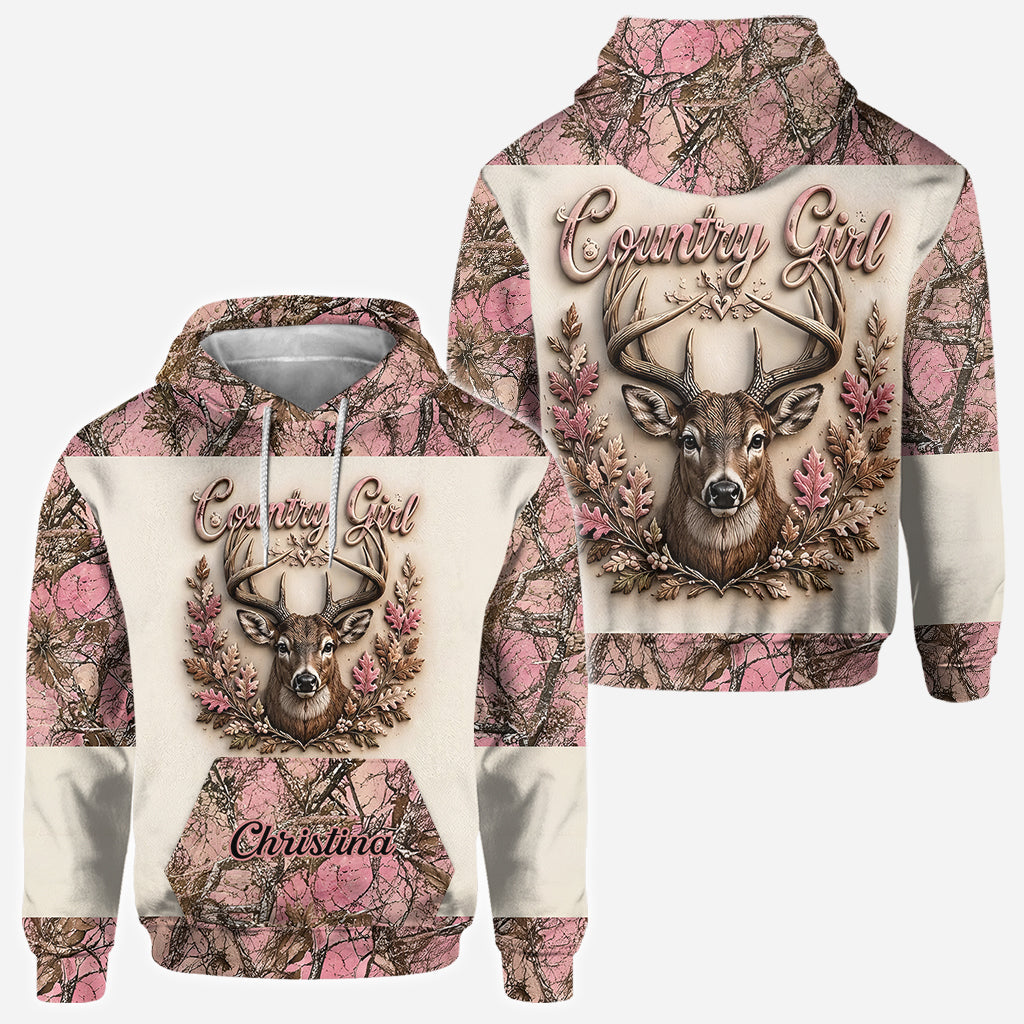 Country Girl - Personalized Hunting All Over Shirt