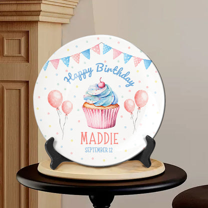 Birthday Gift - Personalized Birthday Ceramic Round Plate