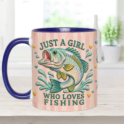 Just A Girl Who Loves Fishing - Personalized Fishing Accent Mug With Gift Box