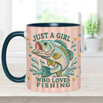 Just A Girl Who Loves Fishing - Personalized Fishing Accent Mug With Gift Box