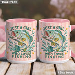 Just A Girl Who Loves Fishing - Personalized Fishing Accent Mug With Gift Box