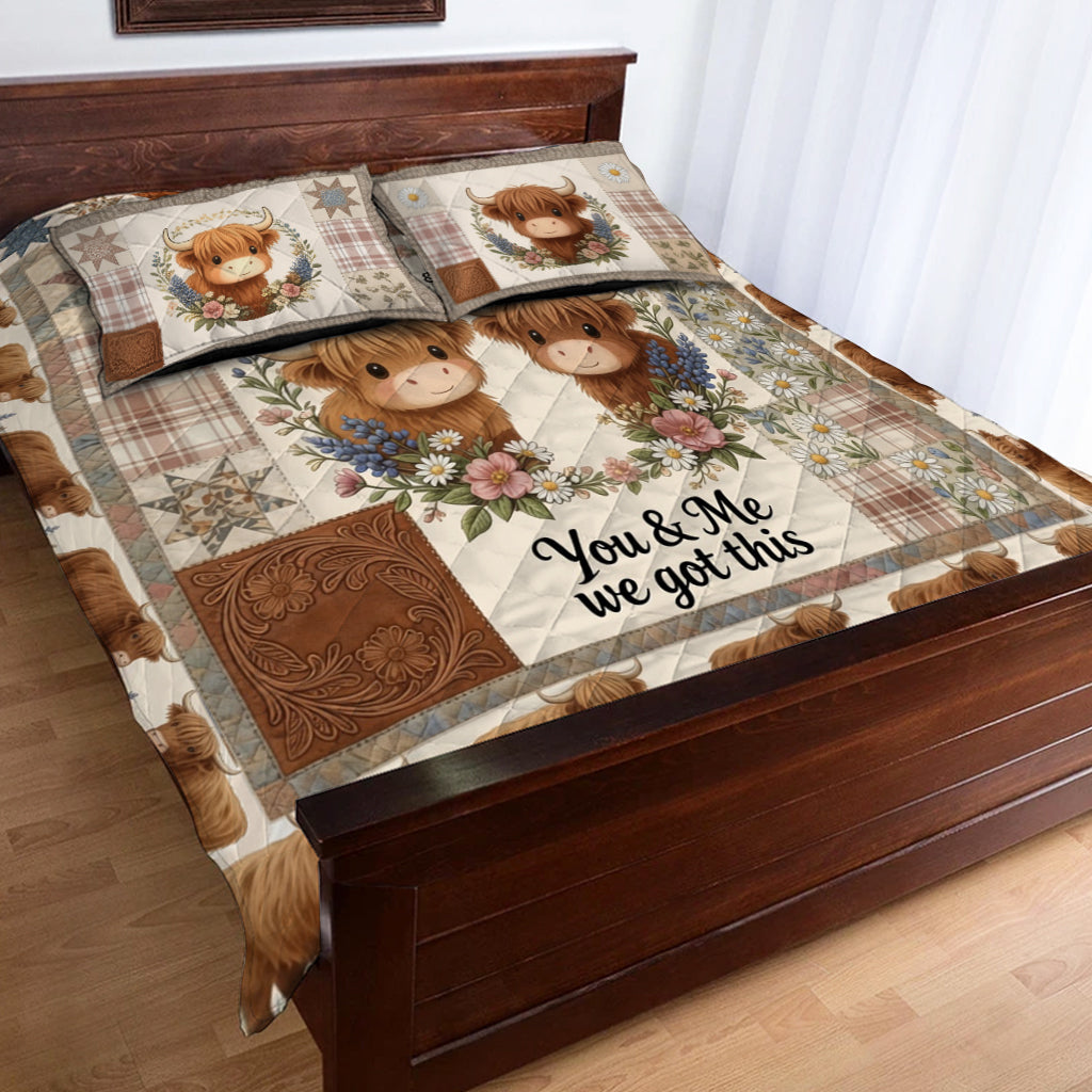 You & Me We Got This - Personalized Highland Cow Quilt Set