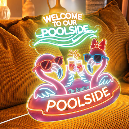 Pool Sign - Personalized Flamingo Neon LED Light Sign