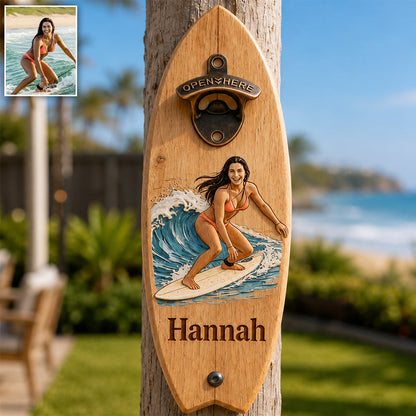 Beach Lover - Personalized Surfing Wall Bottle Opener