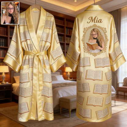 Just A Girl Who Loves Reading Books - Personalized Book Satin Robe