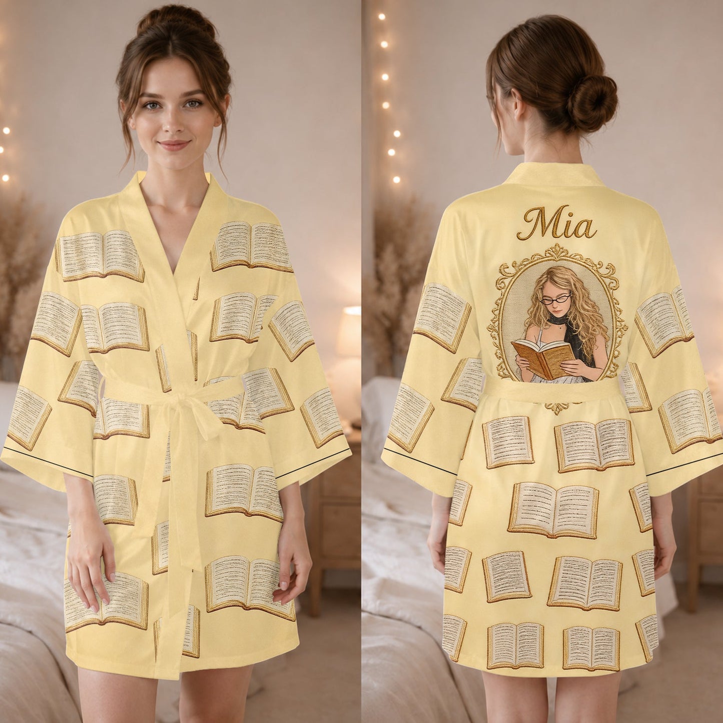 Just A Girl Who Loves Reading Books - Personalized Book Satin Robe