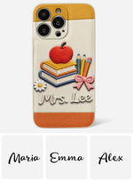 Teacher Gifts - Personalized Teacher 3D Embossed Leather Phone Case