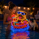 Funny Pet Poolside - Personalized Dog Neon LED Light Sign