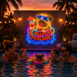 Funny Pet Poolside - Personalized Dog Neon LED Light Sign