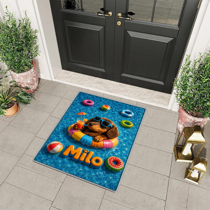 Funny Pet Summer Vibes Poolside - Personalized Dog Non-Slip Tufted Rug