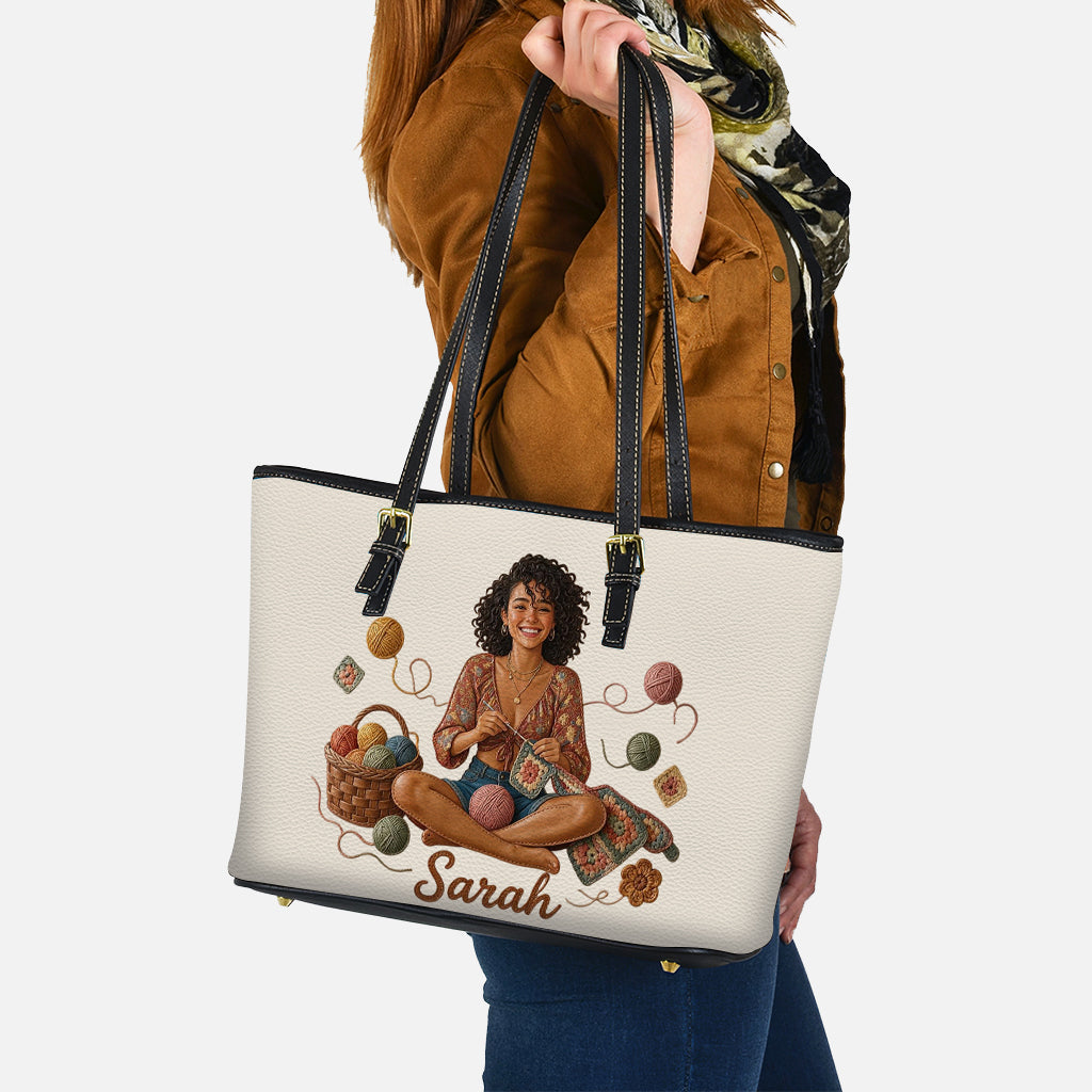 Life Is Better with Yarn - Personalized Crocheting Leather Bag