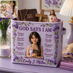 God Says I Am - Personalized Christian Rectangle Storage Basket
