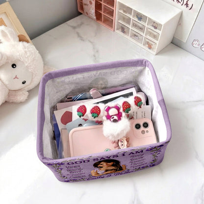 God Says I Am - Personalized Christian Rectangle Storage Basket